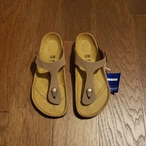 Birkenstock 38 7 8 mocha gizeh leather sandals new